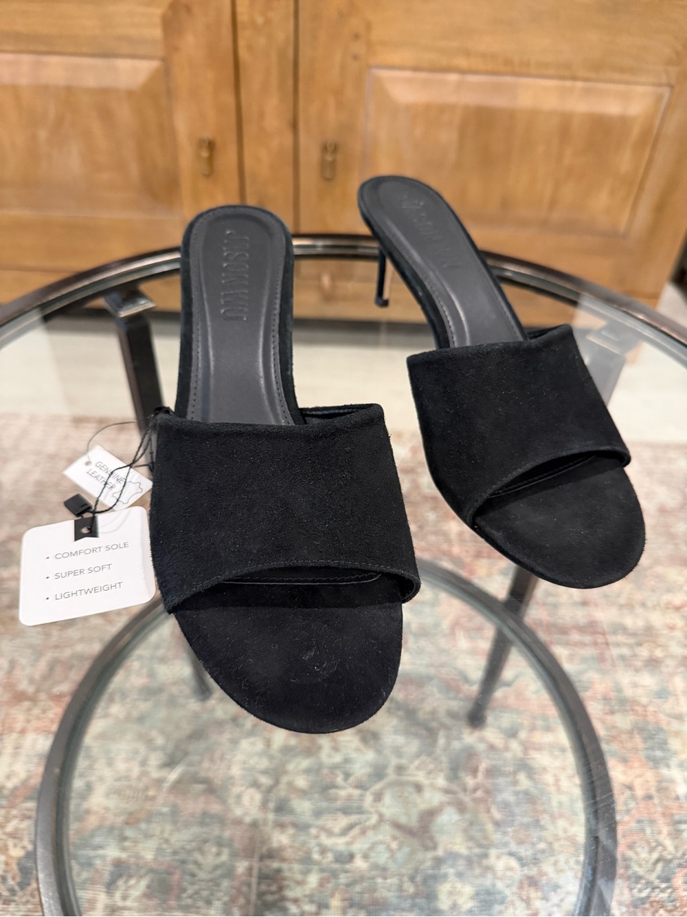 NWT Jason Wu black suede leather mules